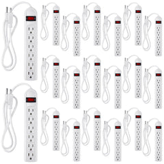 Kanayu 20 Pack 6 Outlet Power Strip Surge Protector 4 ft Cord Low Profile Flat Plug Surge Protector Power Strip for Home Office