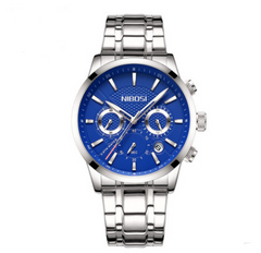Stylish Men's Black Gold Steel Sports Watch with 3 Eyes
